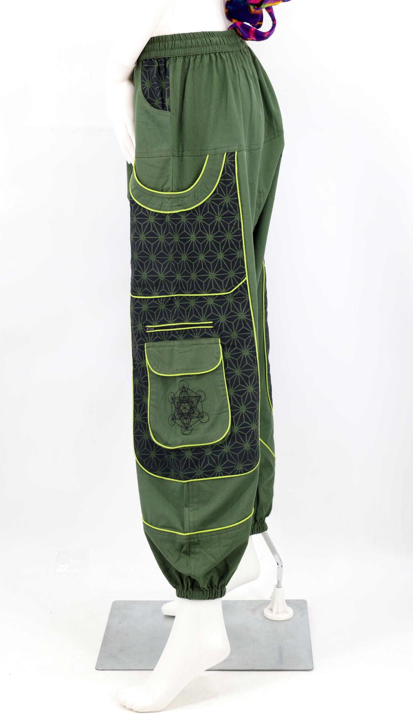 Cotton Hippie Handmade Harem Metatron's Cube Embroidered Bohemian Pants