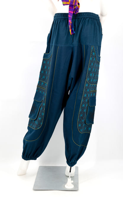 Metatron's Cube Embroidered Harem Pants