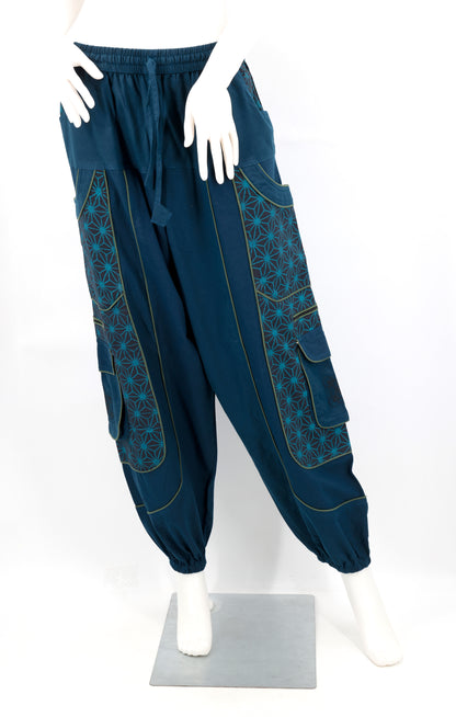 Metatron's Cube Embroidered Harem Pants