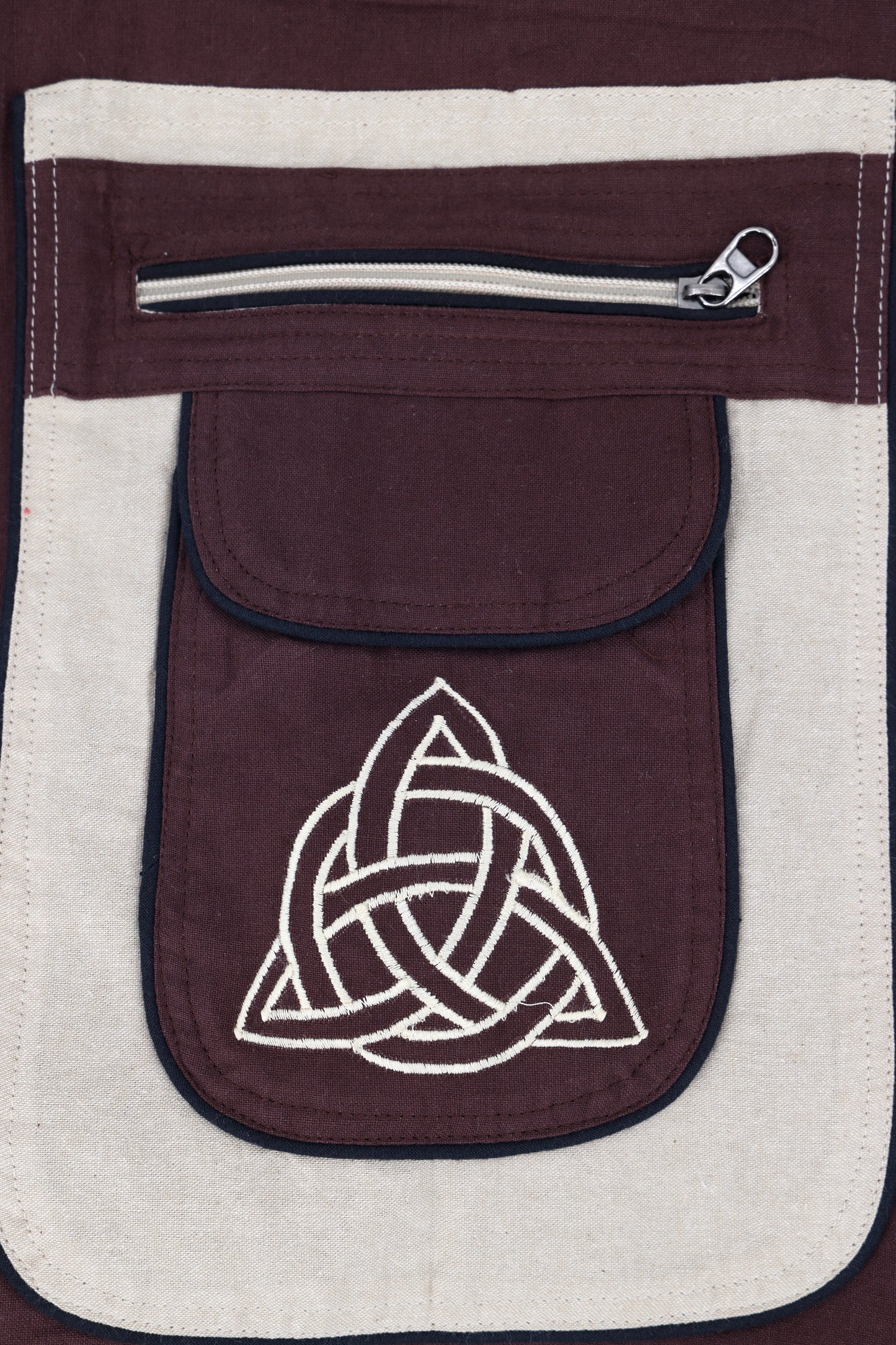 Handmade Celtic Triquetra Shield Knot Embroidered Cotton Harem Pants - Free-Spirited Artistic Comfort