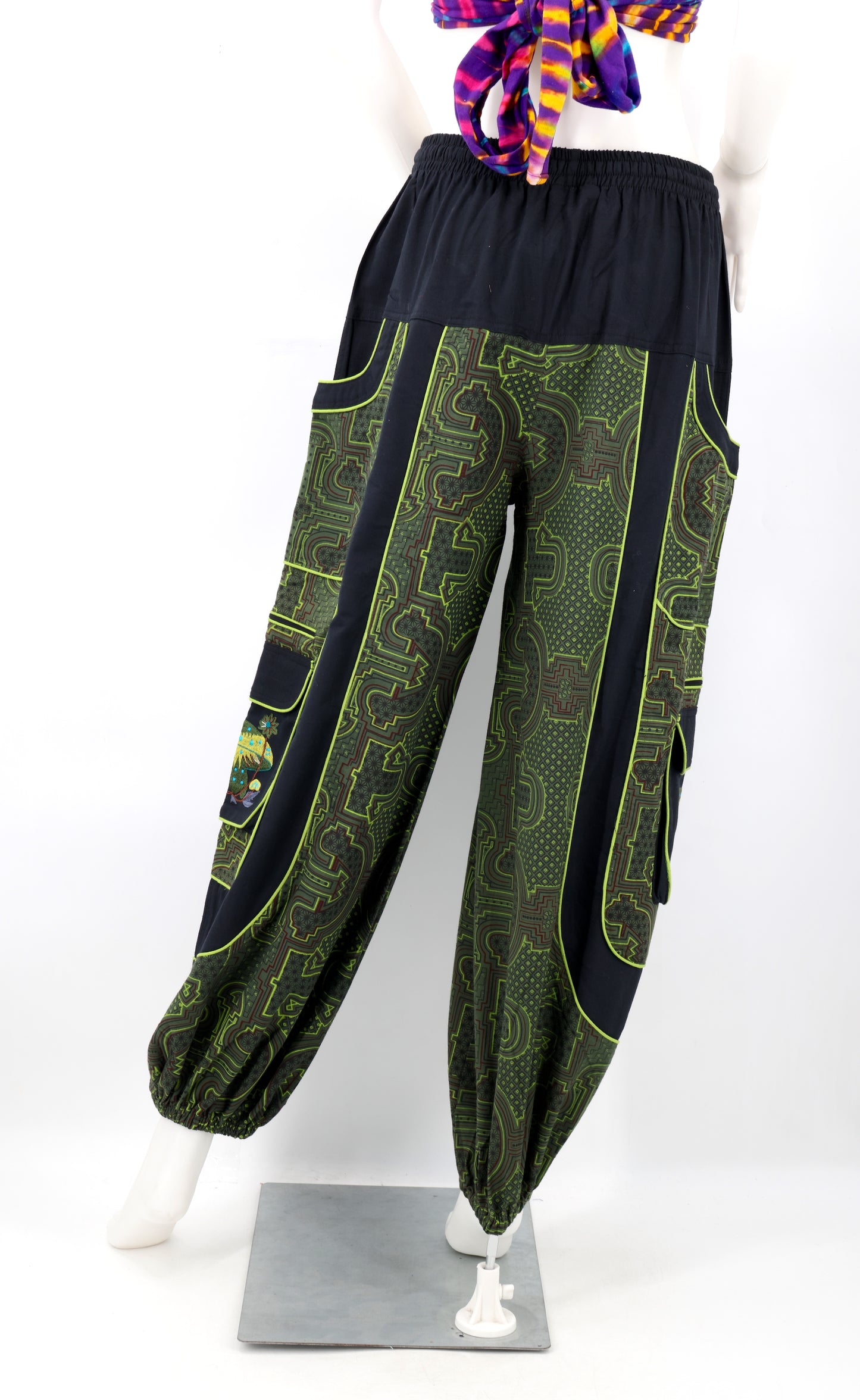 Spanish Tile Print Mushroom Print Harem Pants | Festival Pants