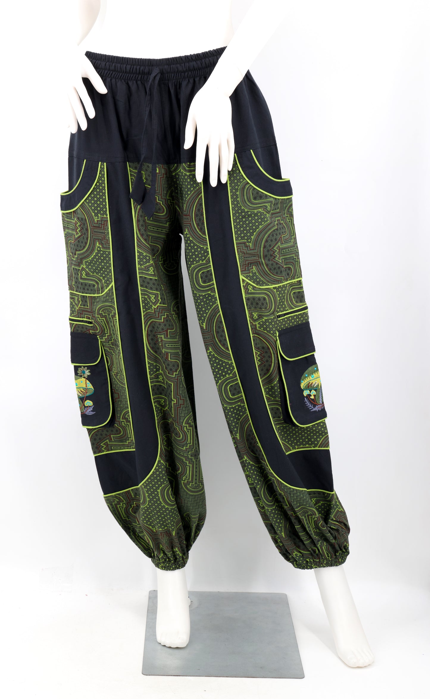 Spanish Tile Print Mushroom Print Harem Pants | Festival Pants