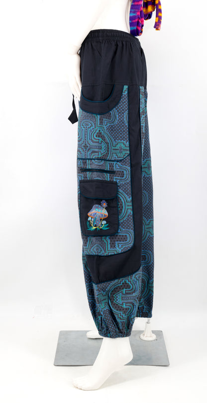 Spanish Tile Print Mushroom Print Harem Pants | Festival Pants