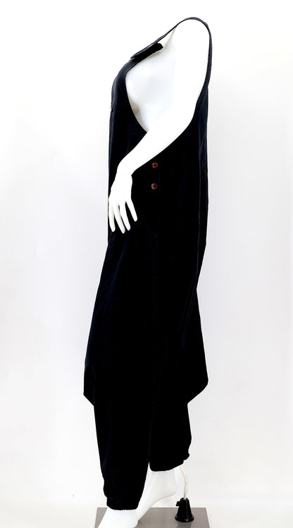 Solid Color Drop Crotch Overalls | Classic Cotton Jumpsuit