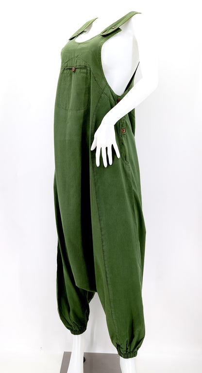 Solid Color Drop Crotch Overalls | Classic Cotton Jumpsuit