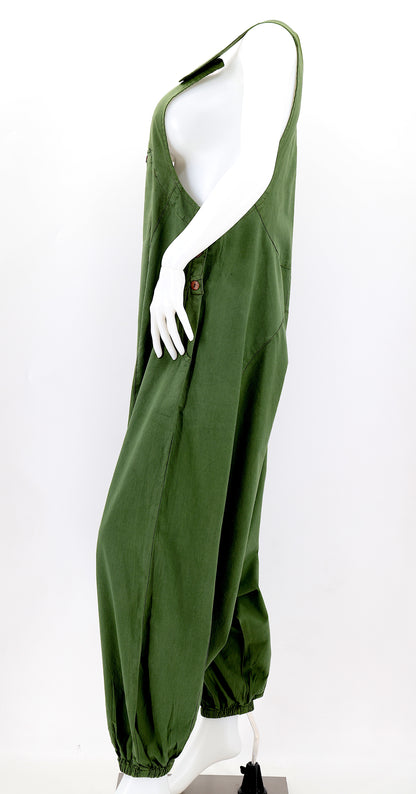 Solid Color Drop Crotch Overalls | Classic Cotton Jumpsuit