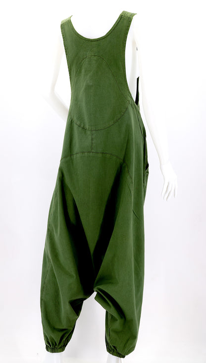 Solid Color Drop Crotch Overalls | Classic Cotton Jumpsuit