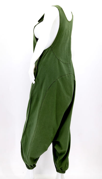 Solid Color Drop Crotch Overalls | Classic Cotton Jumpsuit