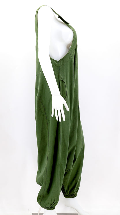 Solid Color Drop Crotch Overalls | Classic Cotton Jumpsuit
