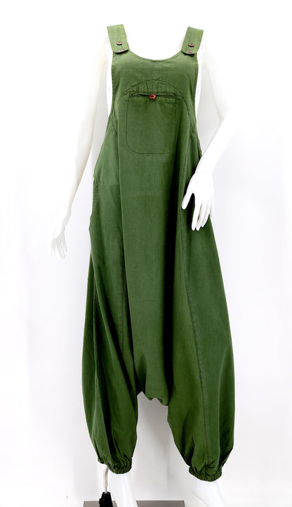 Solid Color Drop Crotch Overalls | Classic Cotton Jumpsuit