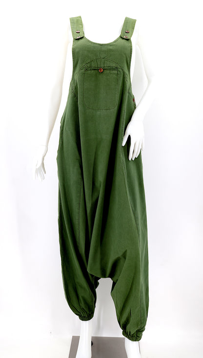 Solid Color Drop Crotch Overalls | Classic Cotton Jumpsuit