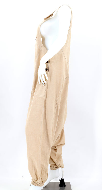 Solid Color Drop Crotch Overalls | Classic Cotton Jumpsuit