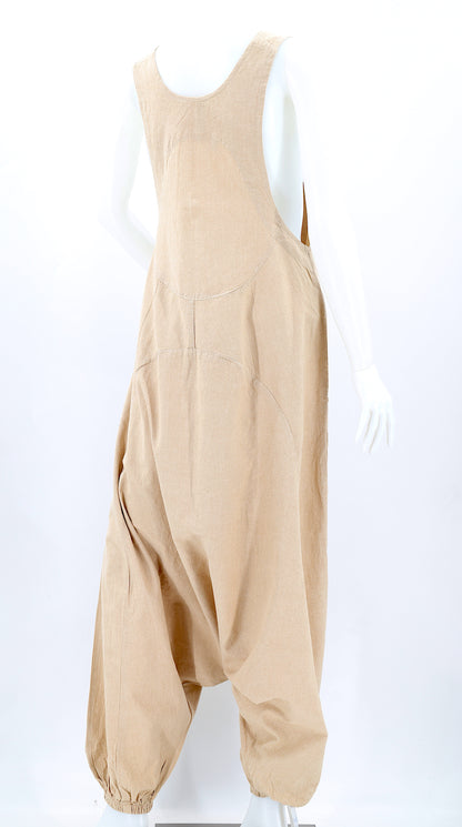 Solid Color Drop Crotch Overalls | Classic Cotton Jumpsuit