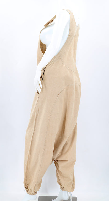 Solid Color Drop Crotch Overalls | Classic Cotton Jumpsuit