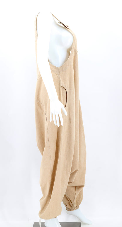 Solid Color Drop Crotch Overalls | Classic Cotton Jumpsuit