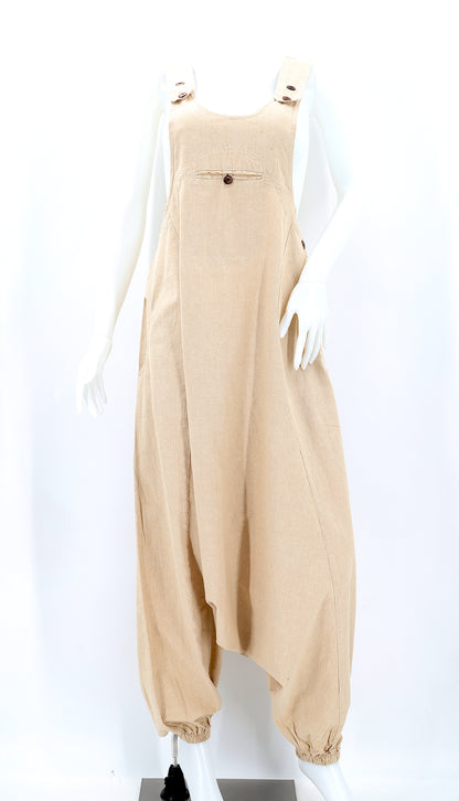 Solid Color Drop Crotch Overalls | Classic Cotton Jumpsuit