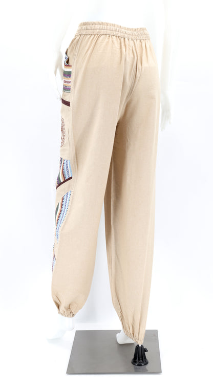 Yggdrasil Embroidered Tree of Life Gheri Mix Harem Pants