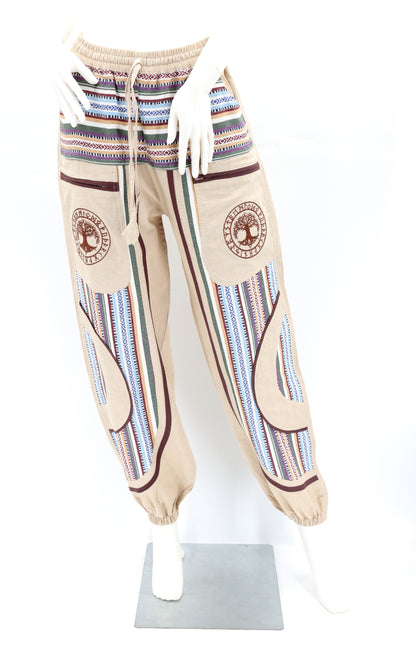 Yggdrasil Embroidered Tree of Life Gheri Mix Harem Pants