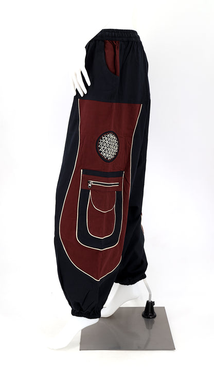 Flower of Life Sacred Geometry Embroidered Pants | Cotton Harem Pants