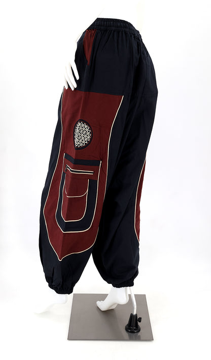 Flower of Life Sacred Geometry Embroidered Pants | Cotton Harem Pants
