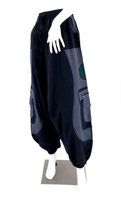 Flower of Life Sacred Geometry Embroidered Pants | Cotton Harem Pants