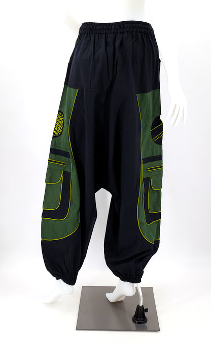 Flower of Life Sacred Geometry Embroidered Pants | Cotton Harem Pants