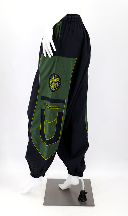 Flower of Life Sacred Geometry Embroidered Pants | Cotton Harem Pants