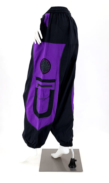 Flower of Life Sacred Geometry Embroidered Pants | Cotton Harem Pants