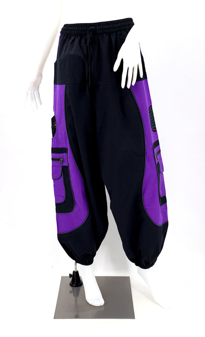 Flower of Life Sacred Geometry Embroidered Pants | Cotton Harem Pants