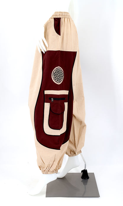 Flower of Life Sacred Geometry Embroidered Pants | Cotton Harem Pants