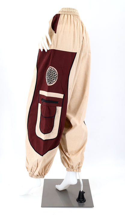 Flower of Life Sacred Geometry Embroidered Pants | Cotton Harem Pants