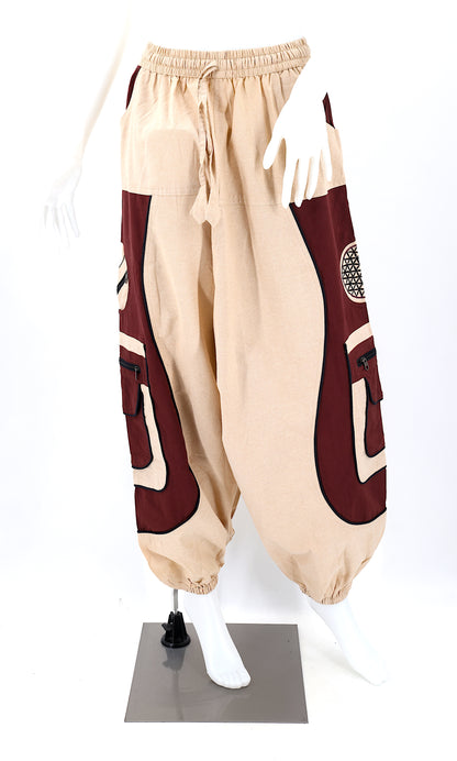 Flower of Life Sacred Geometry Embroidered Pants | Cotton Harem Pants