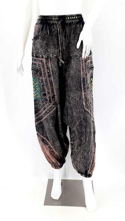 Power of God & Flower of Life Embroidered Harem Pants