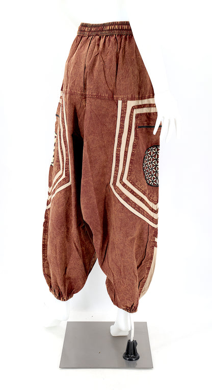 Power of God & Flower of Life Embroidered Harem Pants