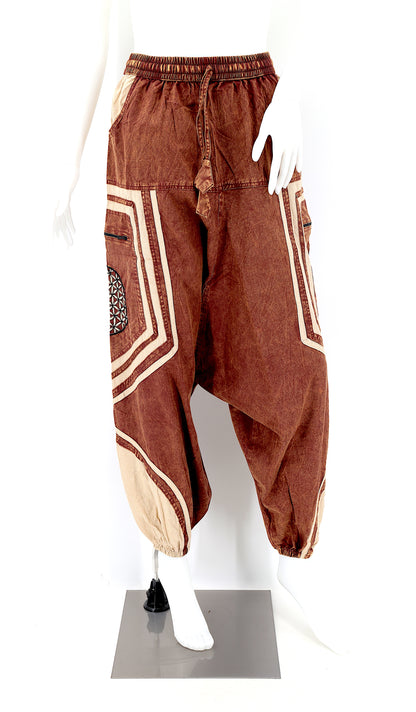 Power of God & Flower of Life Embroidered Harem Pants