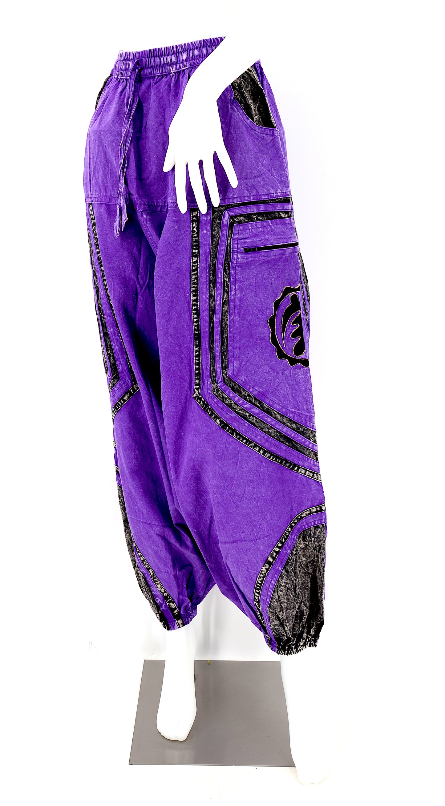 Cotton Hippie Handmade Harem Power of God & Flower of Life Embroidered Bohemian Trousers