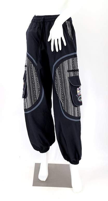 Hamsa Hand Embroidered Pants | Protection Symbol Cotton Pants