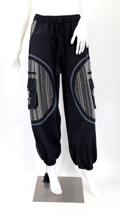 Hamsa Hand Embroidered Pants | Protection Symbol Cotton Pants
