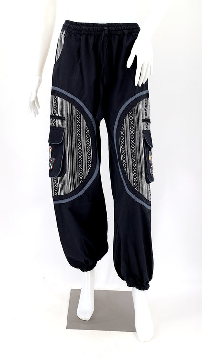 Hamsa Hand Embroidered Pants | Protection Symbol Cotton Pants