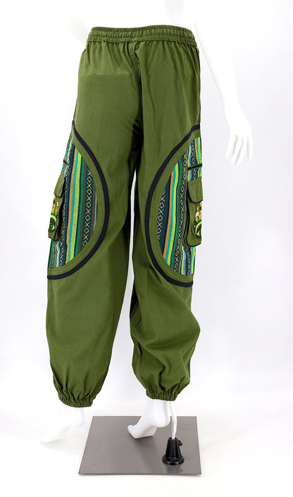 Hamsa Hand Embroidered Pants | Protection Symbol Cotton Pants