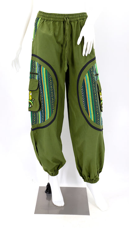 Hamsa Hand Embroidered Pants | Protection Symbol Cotton Pants