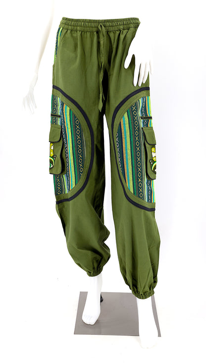 Hamsa Hand Embroidered Pants | Protection Symbol Cotton Pants