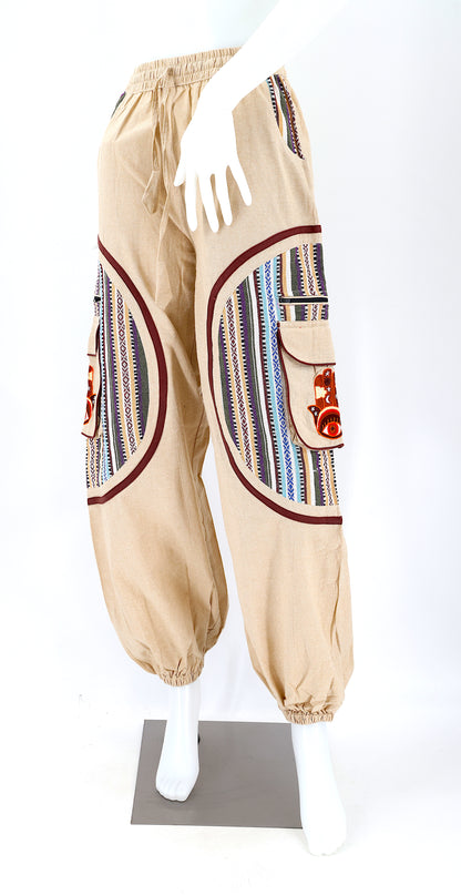 Hamsa Hand Embroidered Pants | Protection Symbol Cotton Pants