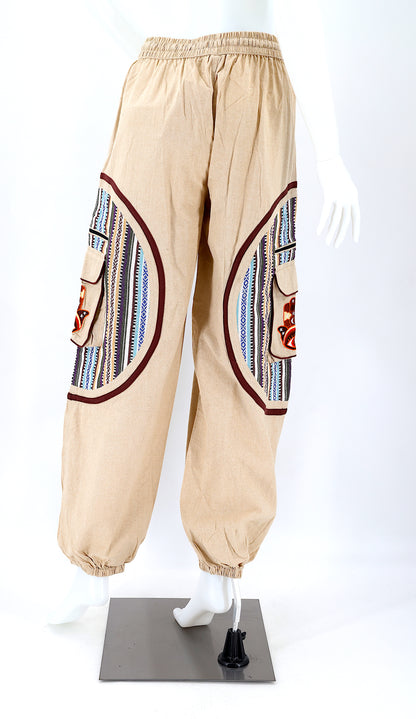 Hamsa Hand Embroidered Pants | Protection Symbol Cotton Pants
