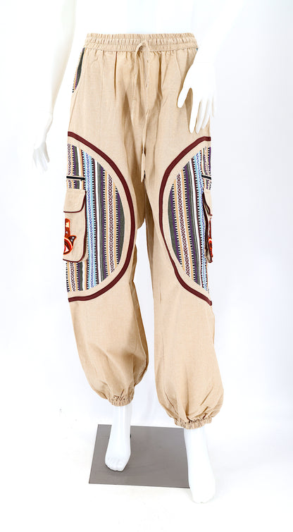 Hamsa Hand Embroidered Pants | Protection Symbol Cotton Pants