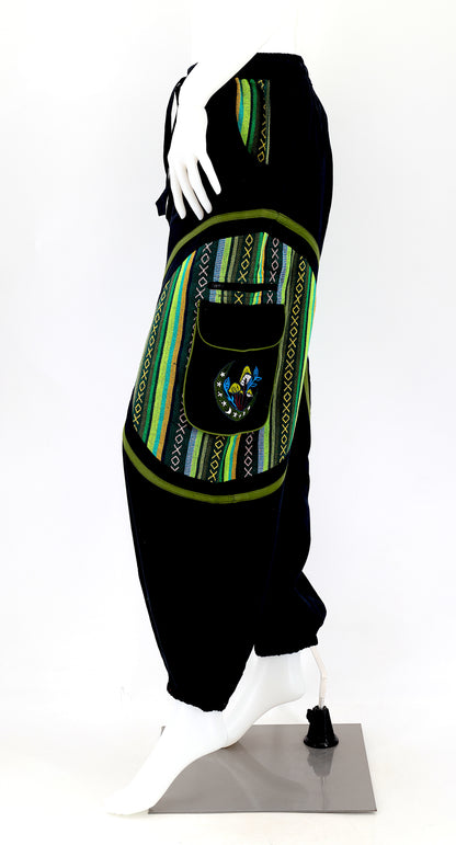 Side view highlighting secure zippered and buttoned pockets