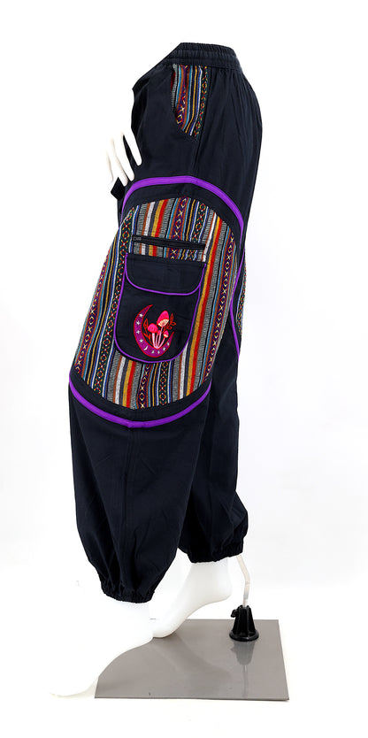 Side view highlighting secure zippered and buttoned pockets