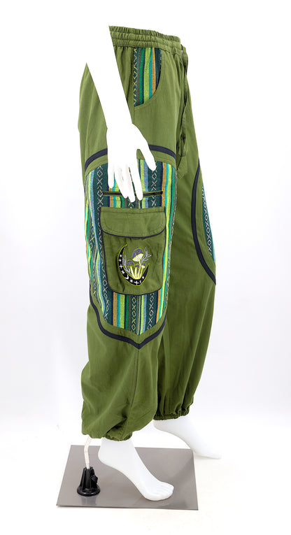 Side view highlighting secure zippered and buttoned pockets