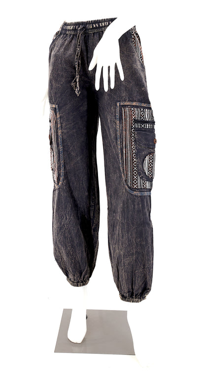 Faded Color Plain Gheri Mix Cotton Harem Pants