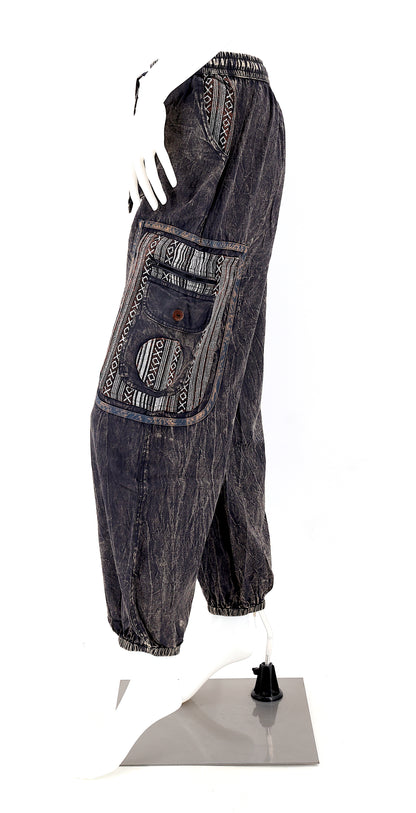 Faded Color Plain Gheri Mix Cotton Harem Pants